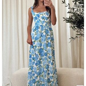 SHOW ME YOUR MUMU bridesmaid dress NINA MAXI - COTTAGE FLORAL BLUE